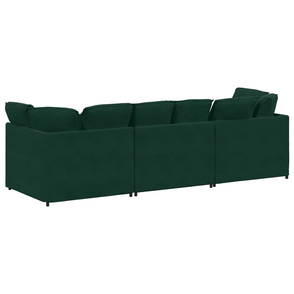 Modularna sofa s jastucima, baršunasta tamnozelena