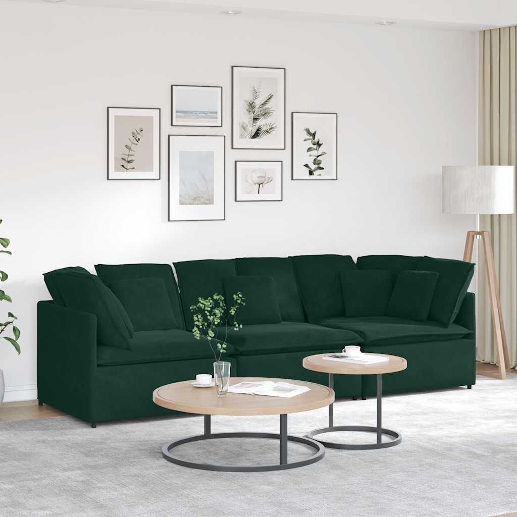 Modularna sofa s jastucima, baršunasta tamnozelena