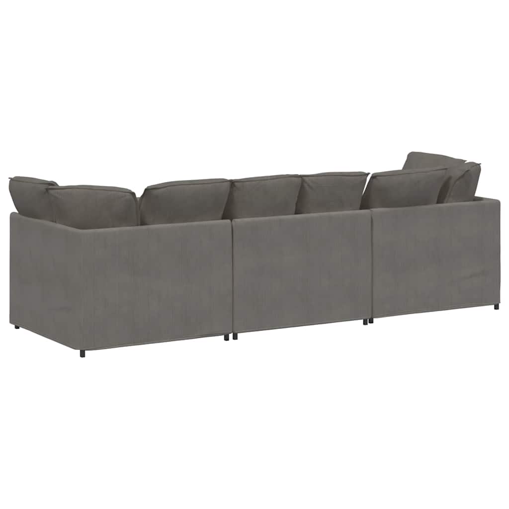 Modularna sofa s jastucima, korduro tkanina, svijetlo siva
