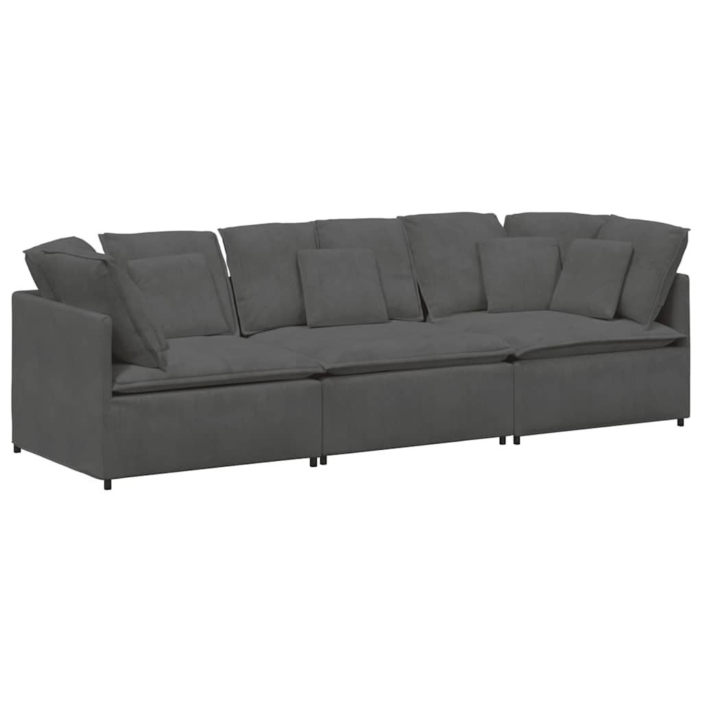 Modularna sofa s jastucima, korduro tkanina, tamno siva