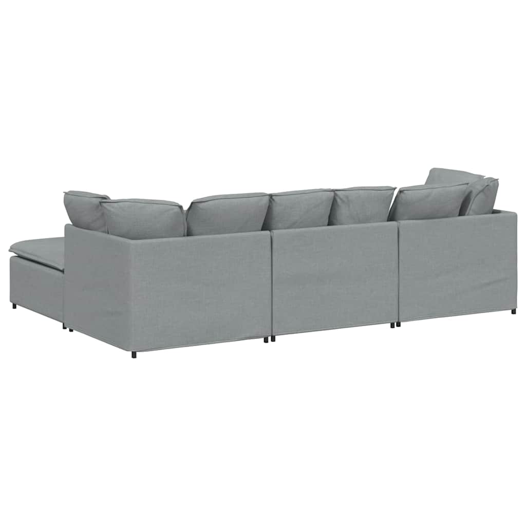 Modularna sofa s podnožjem i jastucima, tkanina, svijetlo siva