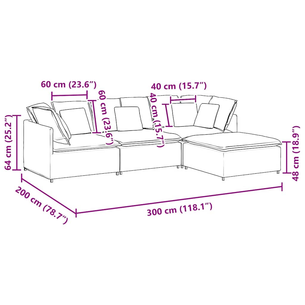 Modularna sofa s podnožjem i jastucima, baršunasta tamno siva