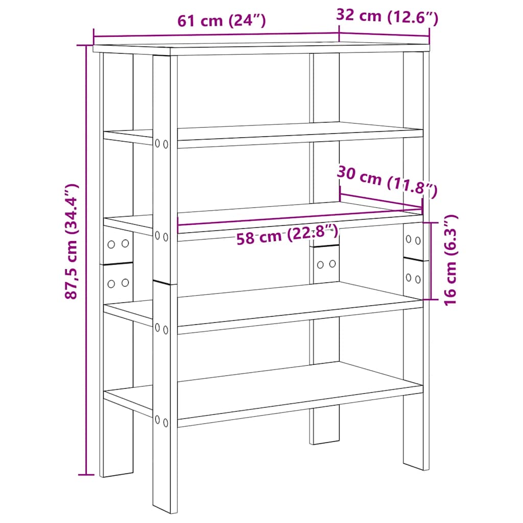 Stalak za cipele boja hrasta 61x32x87,5 cm konstruirano drvo Smeđa