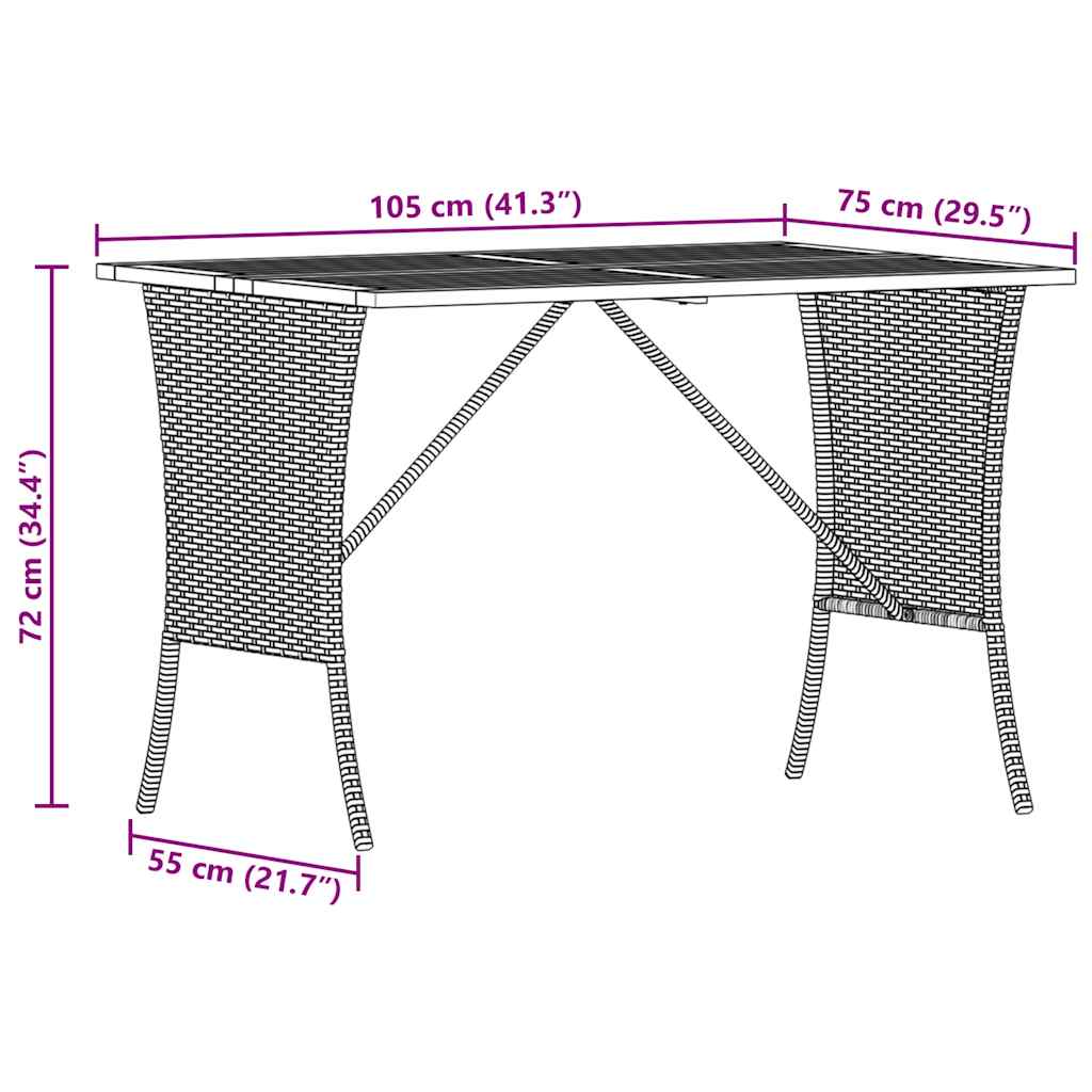 Vrtni stol s pločom od akacijevog drva sivi 105x75x72 cm poliratan