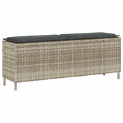 Vrtna klupa s jastukom svijetlosiva 110x30x40,5 cm poli ratan