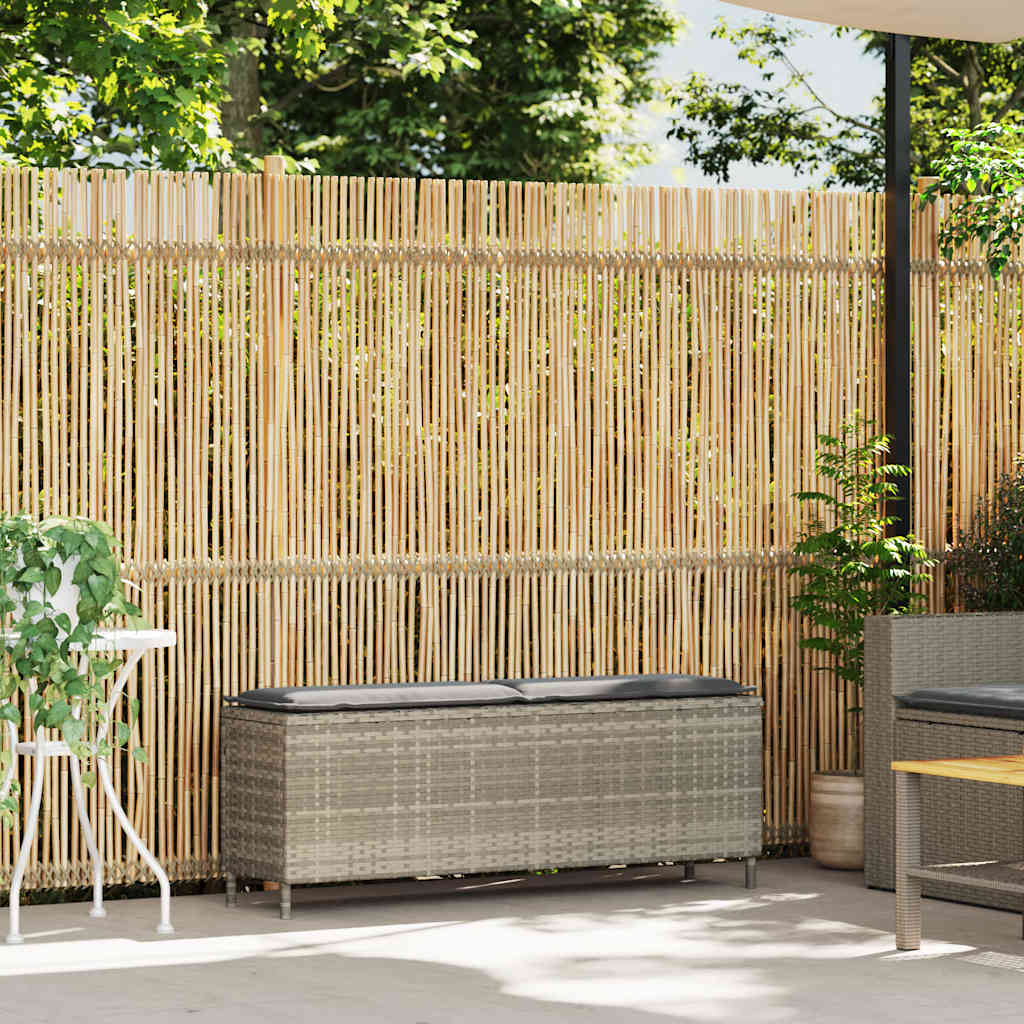 Vrtna klupa s jastukom svijetlosiva 110x30x40,5 cm poli ratan