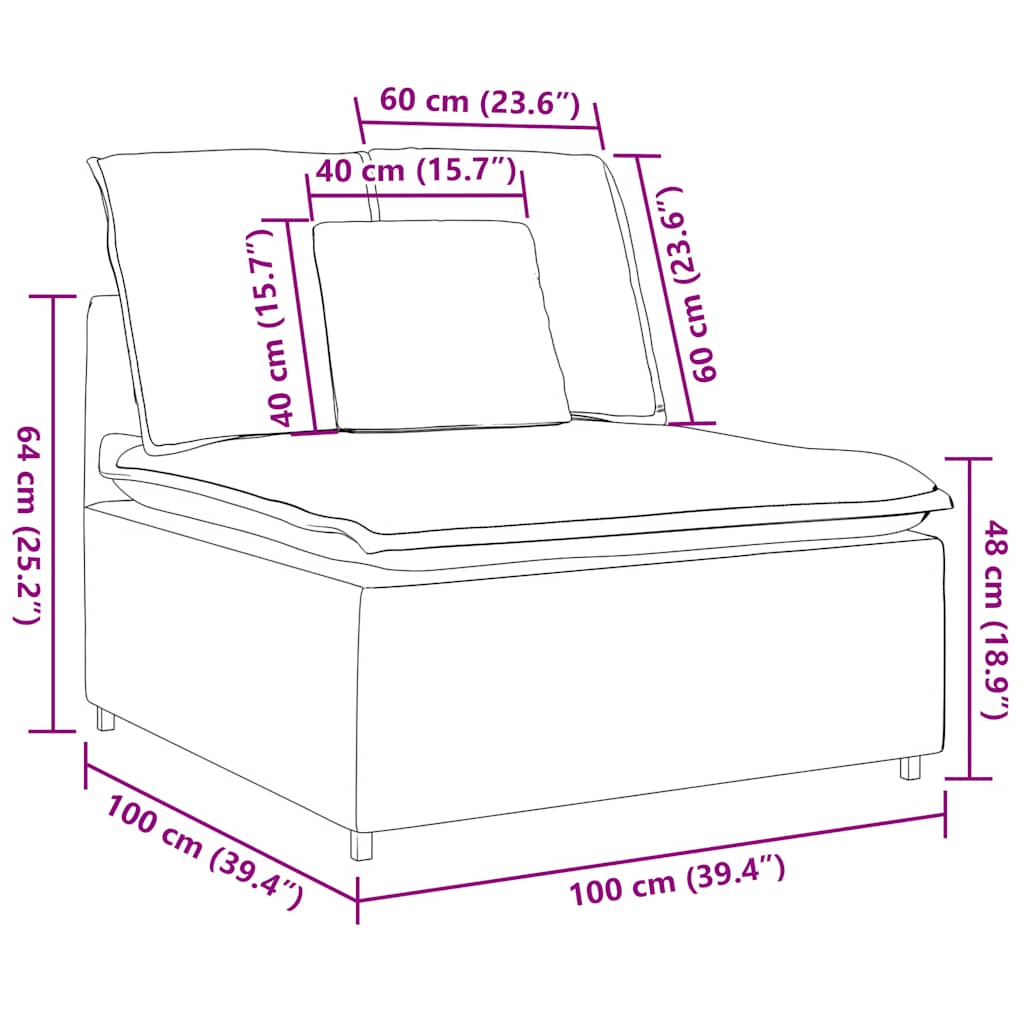Modularni kauč s jastucima, vinsko crvena 100 cm