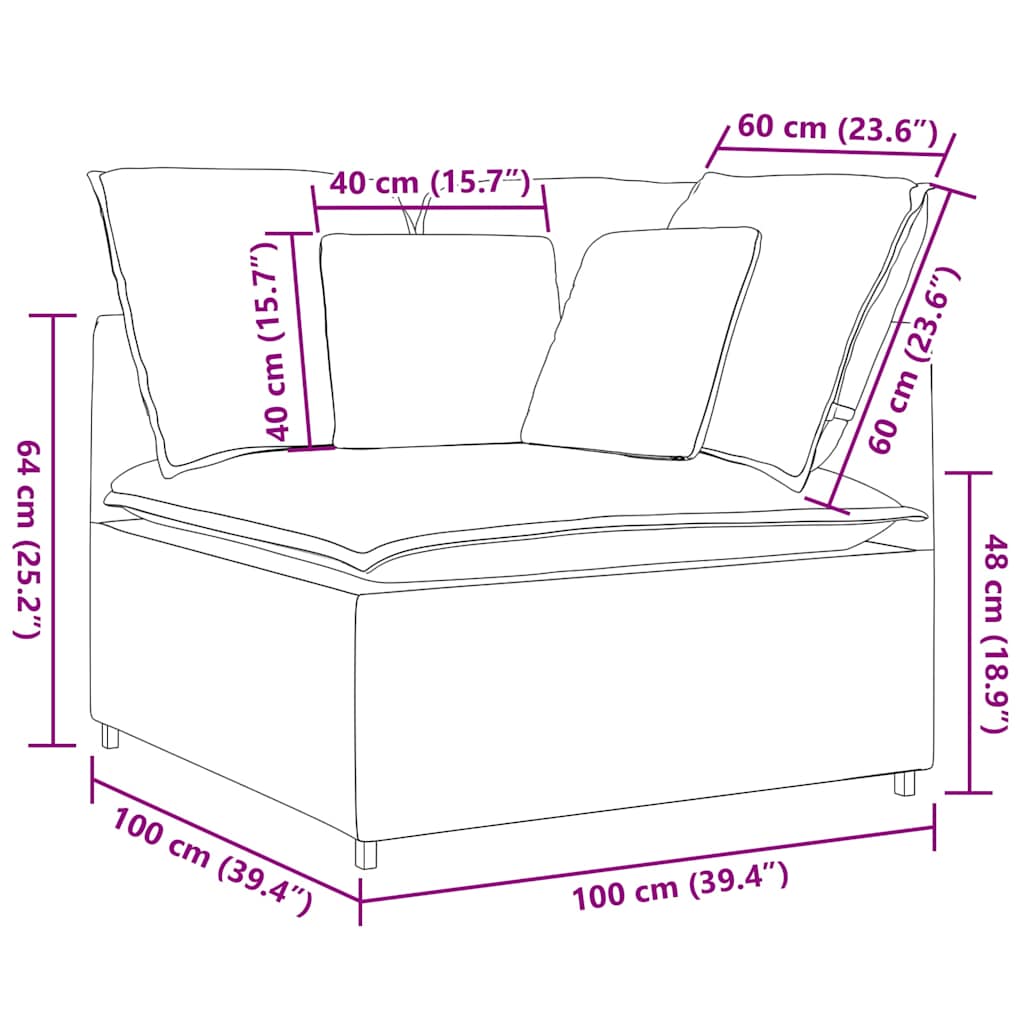 Modularna kutna sofa s jastucima traperice plave boje 100 cm