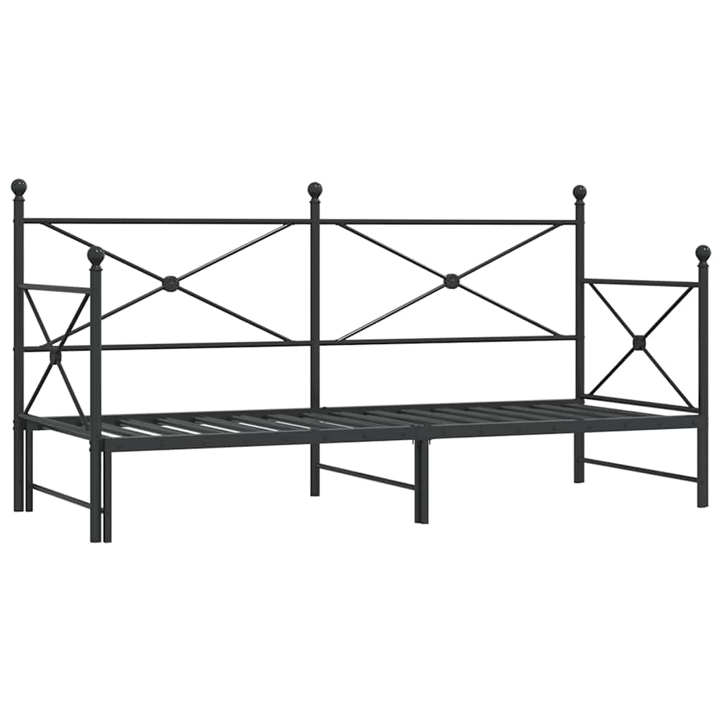 Krevet na rasklapanje bez madraca crni 90x200 cm čelik