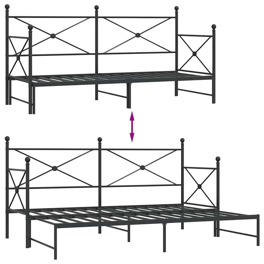 Krevet na rasklapanje bez madraca crni 90x200 cm čelik