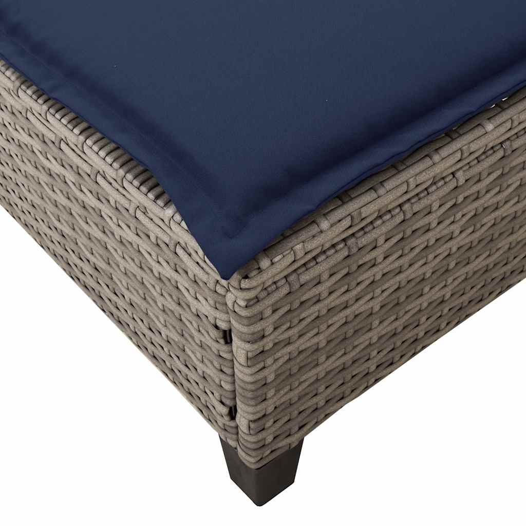 Ležaljka s jastucima siva 55x200x25,5 cm poli ratan