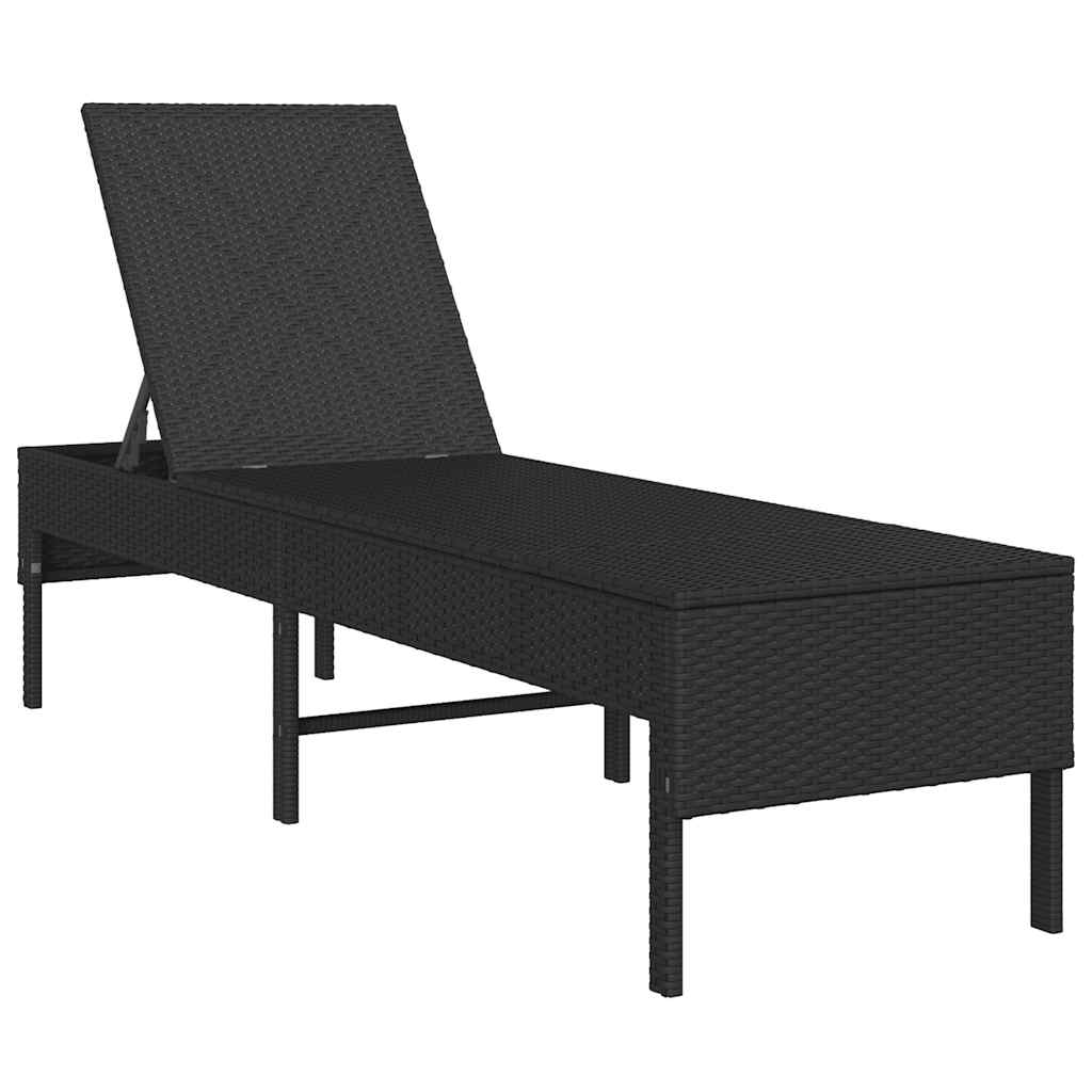 Ležaljka s jastukom crna 55x200x44 cm poli ratan