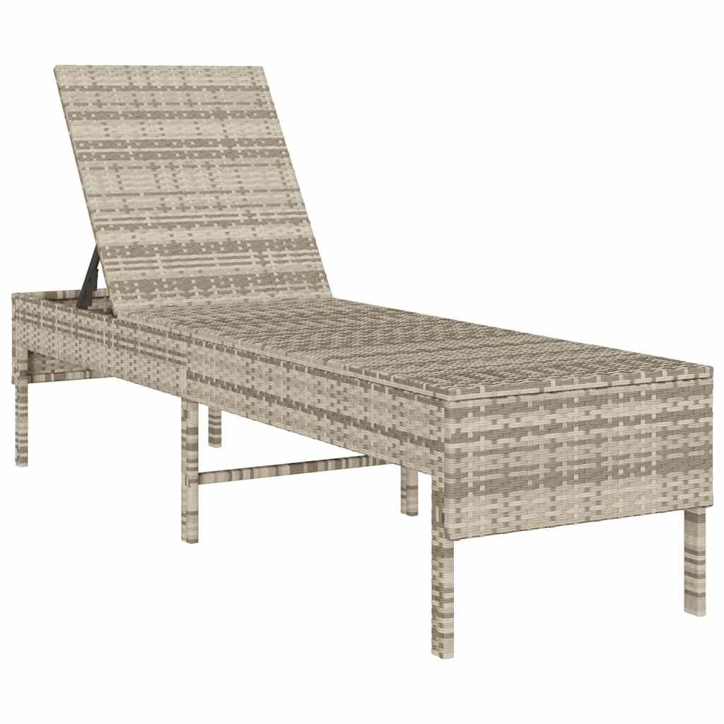 Ležaljka s jastukom svijetlosiva 55x200x44 cm poli ratan