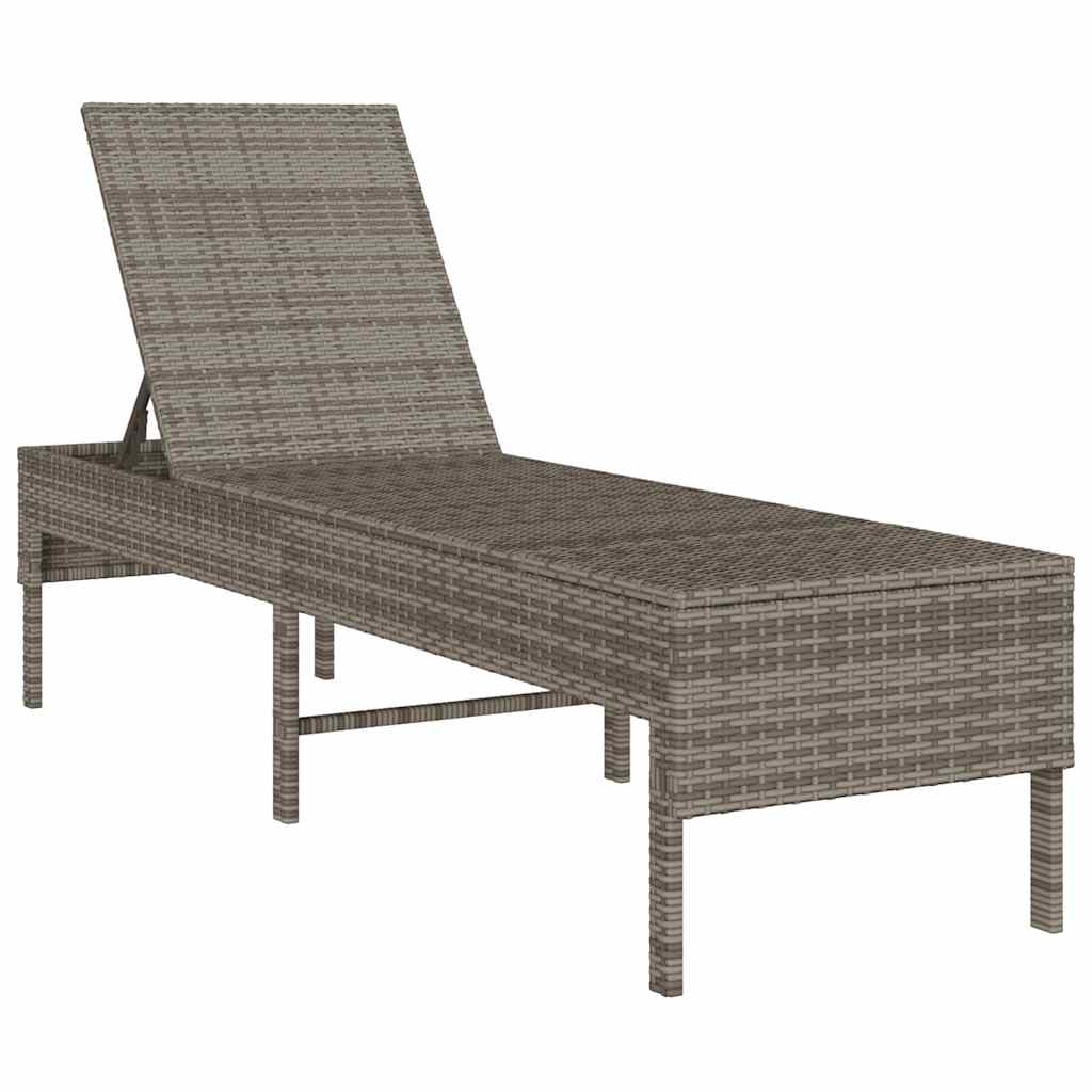 Ležaljka s jastukom siva 55x200x44 cm poli ratan