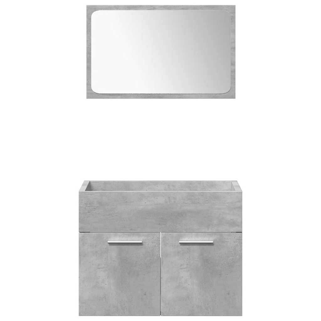 4-dijelni set kupaonskog namještaja siva boja betona drveni 60 x 38.5 x 46 cm + 30 x 30 x 130 cm