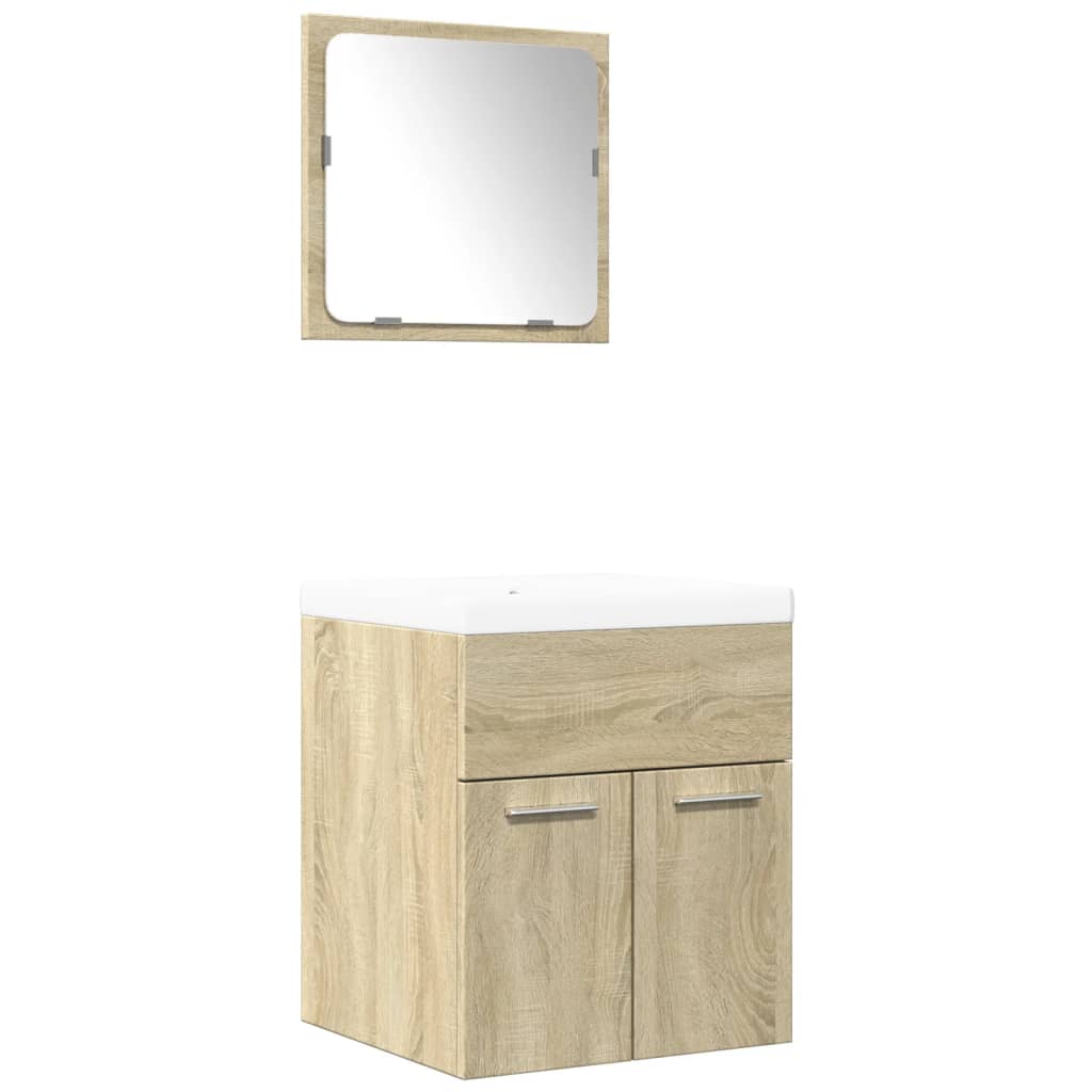 3-dijelni set kupaonskog namještaja boja hrasta sonome drveni Smeđa 41 x 38.5 x 46 cm