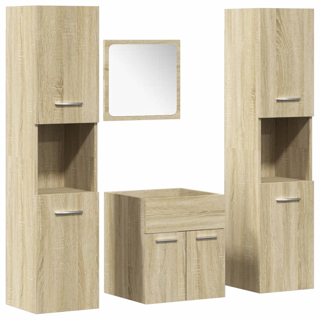 4-dijelni set kupaonskog namještaja boja hrasta sonome drveni Smeđa 41 x 38.5 x 46 cm
