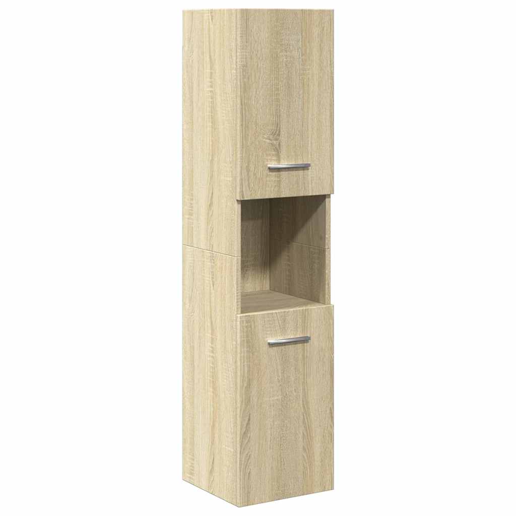 4-dijelni set kupaonskog namještaja boja hrasta sonome drveni Smeđa 41 x 38.5 x 46 cm + 30 x 30 x 130 cm