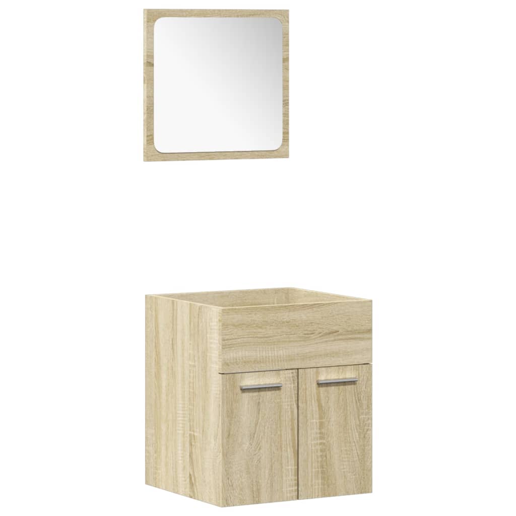 5-dijelni set kupaonskog namještaja boja hrasta sonome drveni