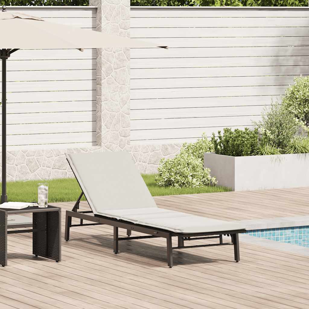 Ležaljka s jastukom Crna poli ratan