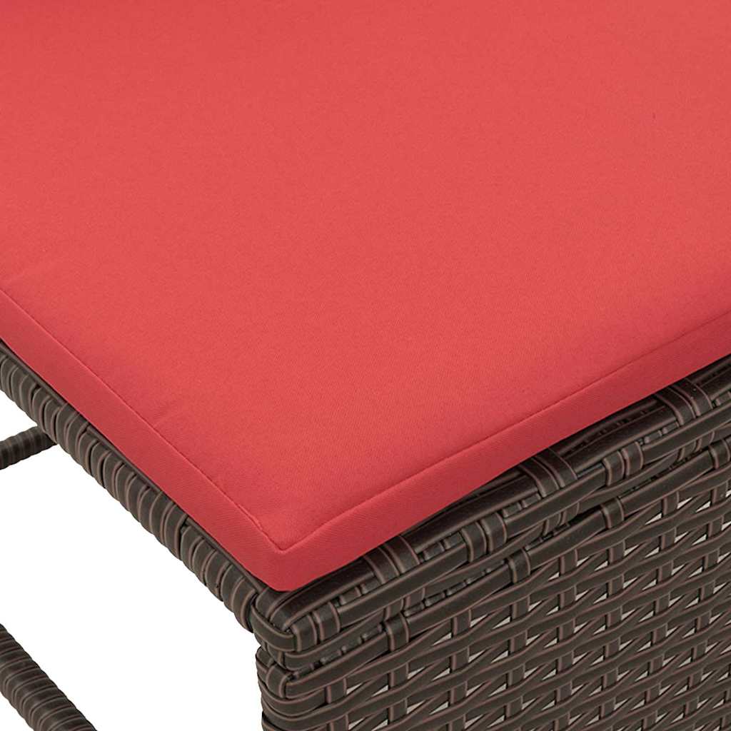 Sjedeća garnitura za vrt 6 kom. Smeđa i crvena poliratan 84 x 45 x 35 cm