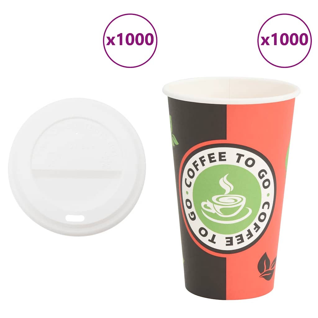 papirnate šalice za kavu s poklopcima 1000 kom 16 oz 400 ml Crvena