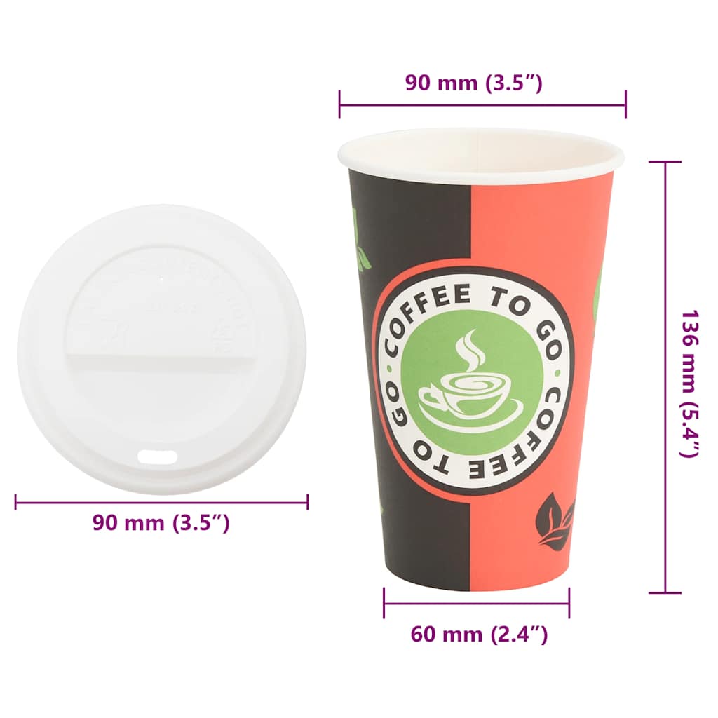 papirnate šalice za kavu s poklopcima 1000 kom 16 oz 400 ml Crvena