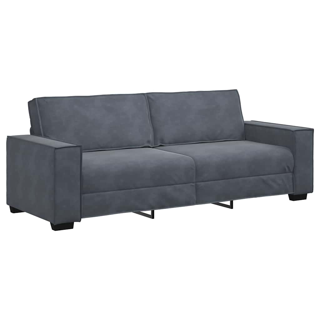 3-dijelni set sofa s jastucima, tamno sivi baršun