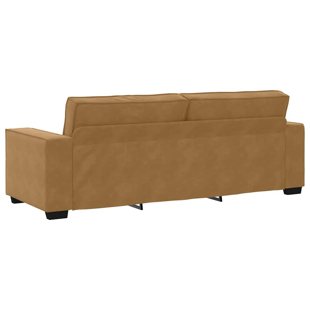 3-dijelni set sofa s jastucima, smeđi baršun