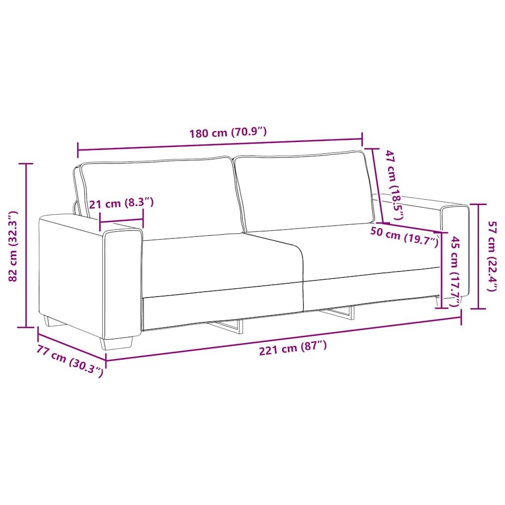 3-dijelni set sofa s jastucima, svijetlo siva tkanina