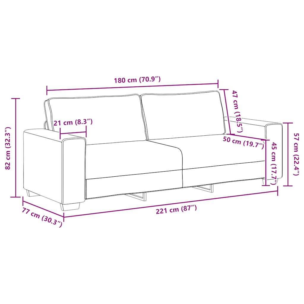 3-dijelni set sofa s jastucima, tamno siva tkanina