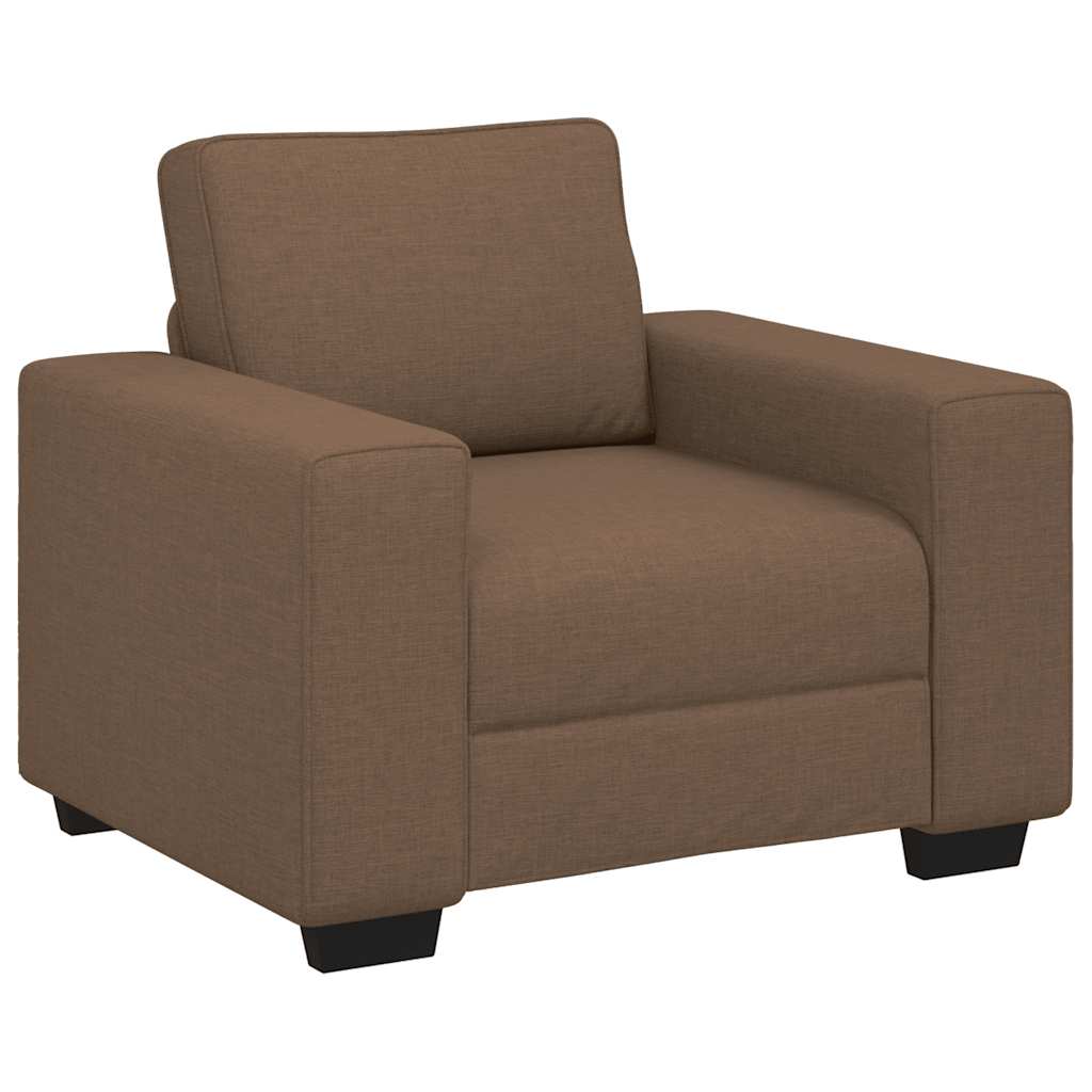 3-dijelni set sofa s jastucima, smeđa tkanina