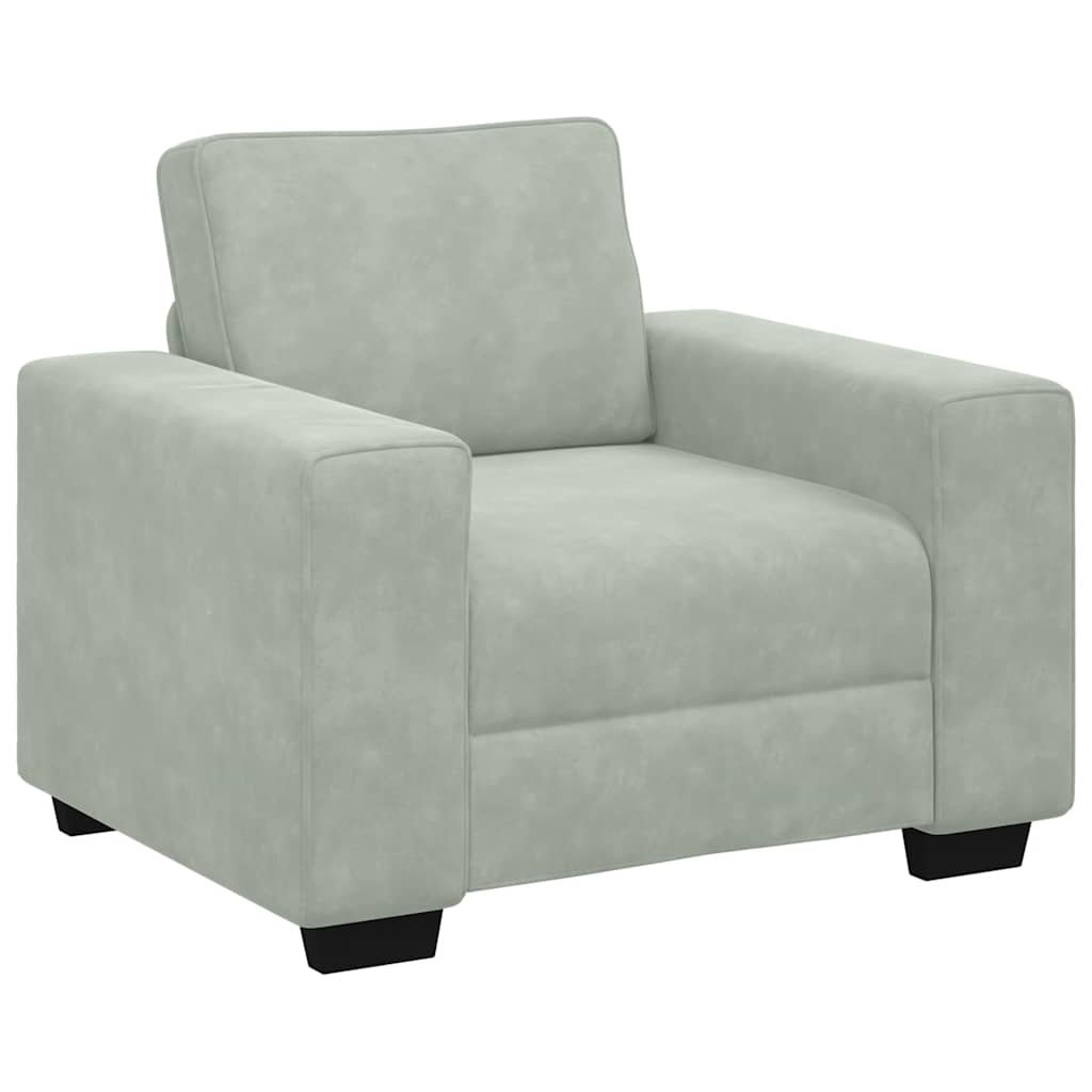 3-dijelni set sofa s jastucima, svijetlo sivi baršun