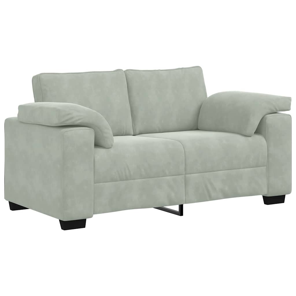 3-dijelni set sofa s jastucima, svijetlo sivi baršun