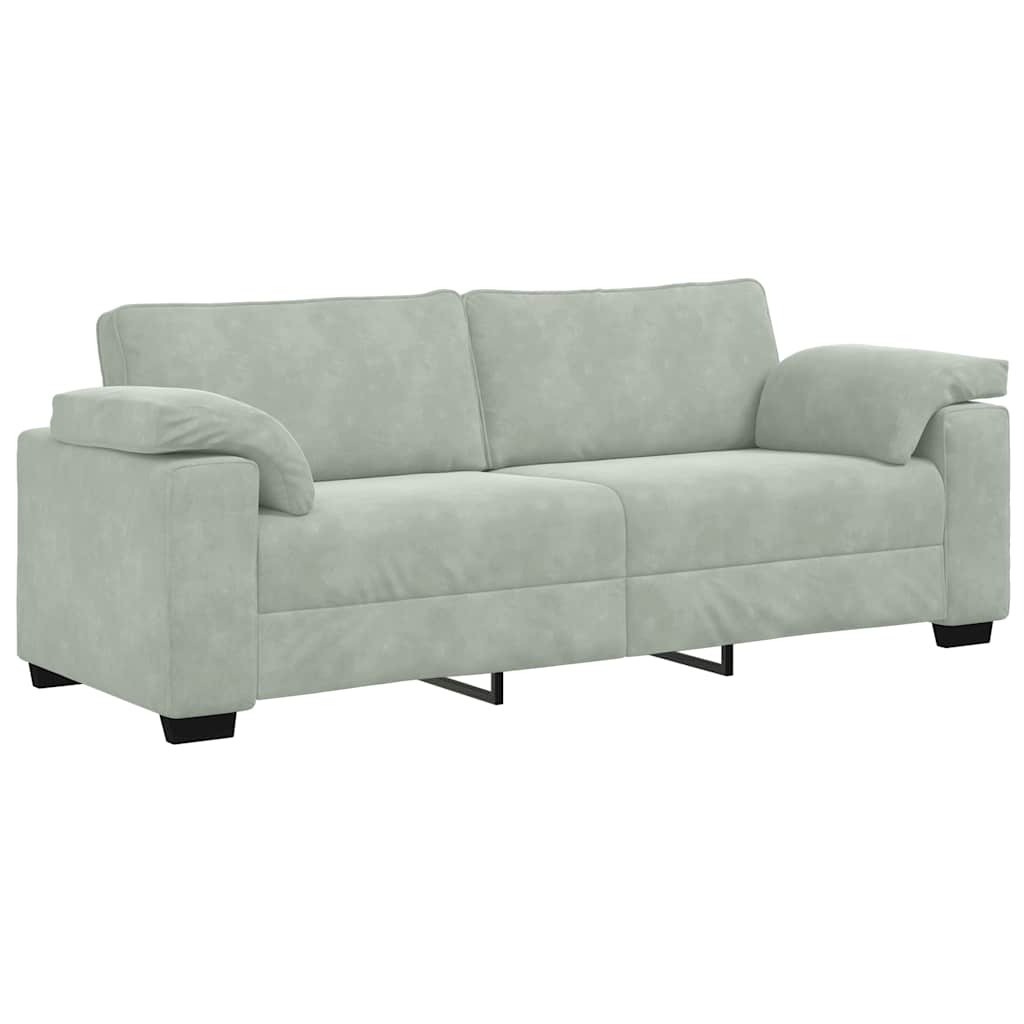 3-dijelni set sofa s jastucima, svijetlo sivi baršun