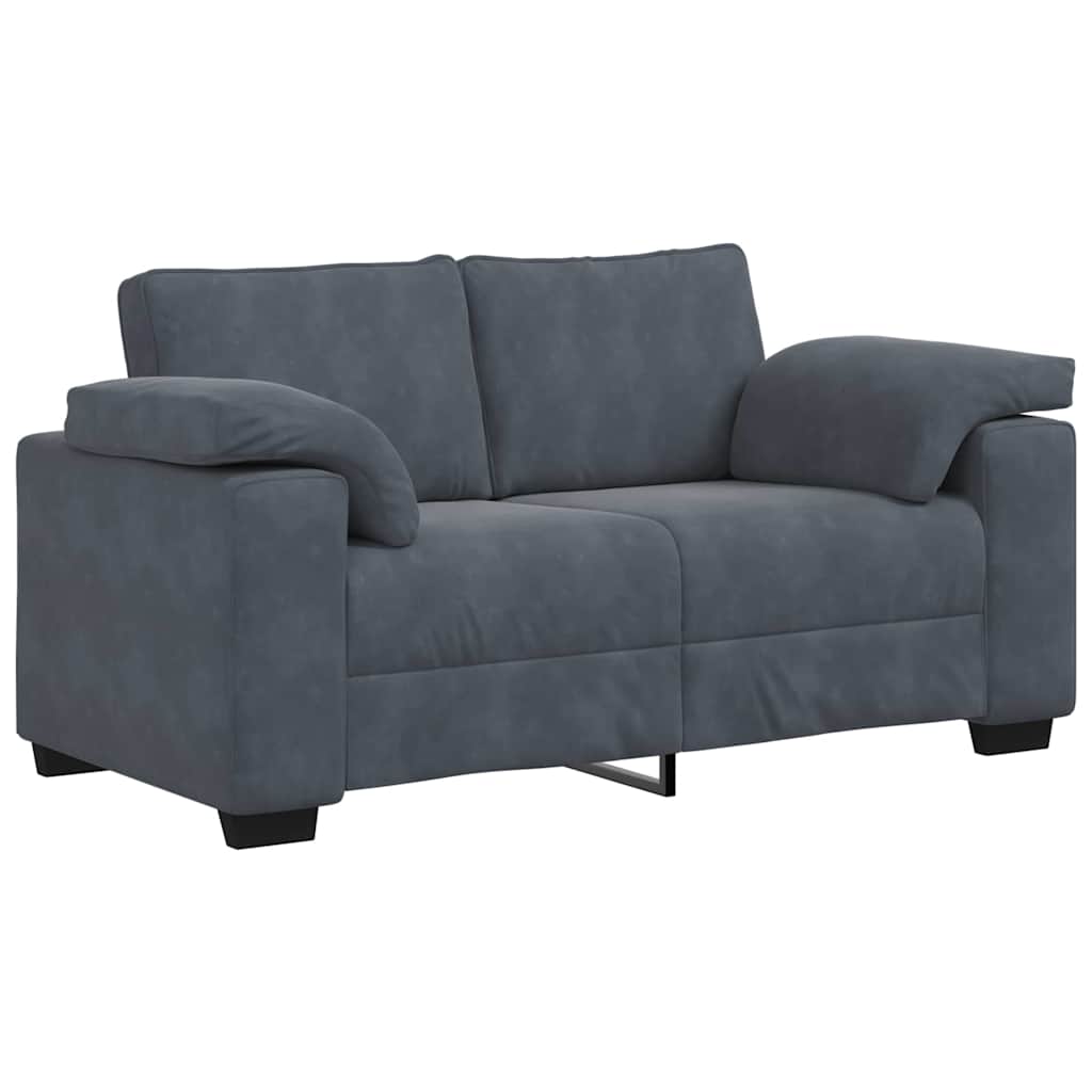3-dijelni set sofa s jastucima, tamno sivi baršun