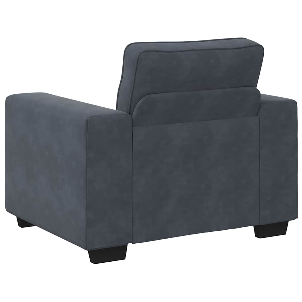 3-dijelni set sofa s jastucima, tamno sivi baršun