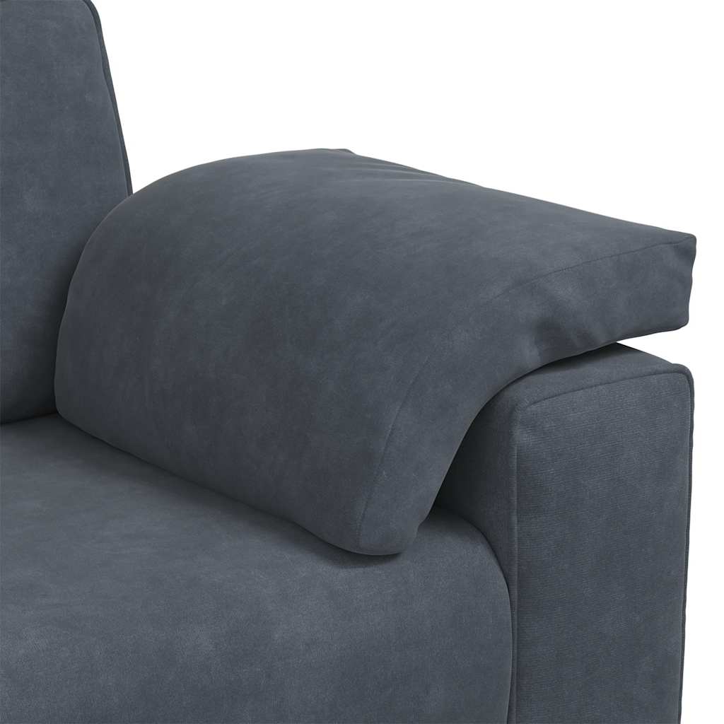 3-dijelni set sofa s jastucima, tamno sivi baršun