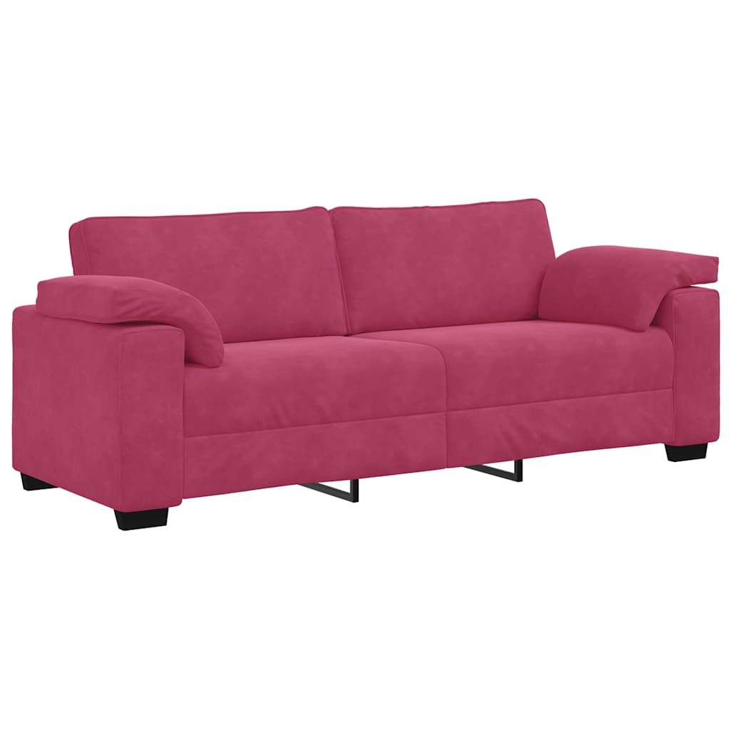 3-dijelni set sofa s jastucima, vinsko crveni baršun