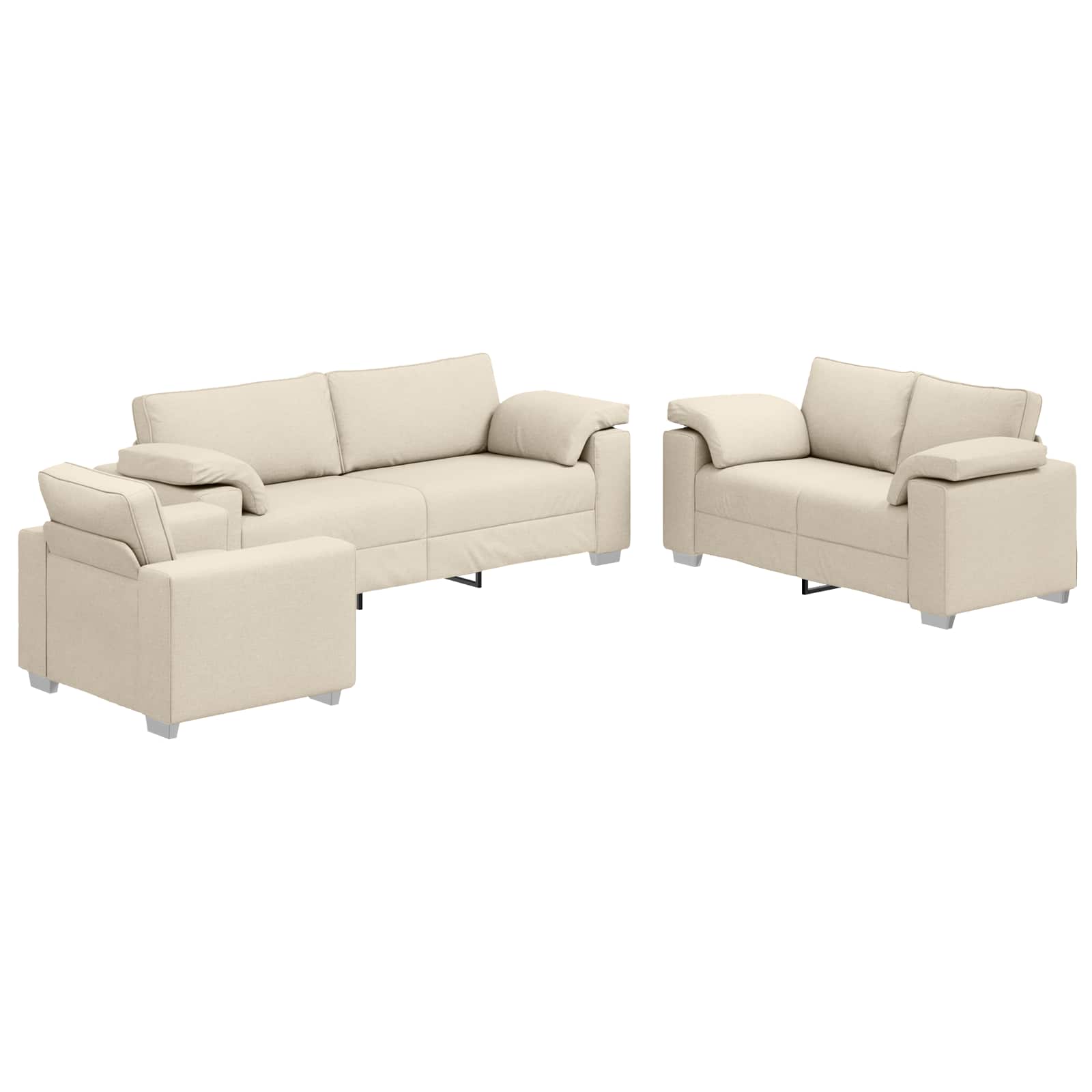 Sofa 2 pcs Bež 219 x 80 x 82 cm Platnasta tkanina