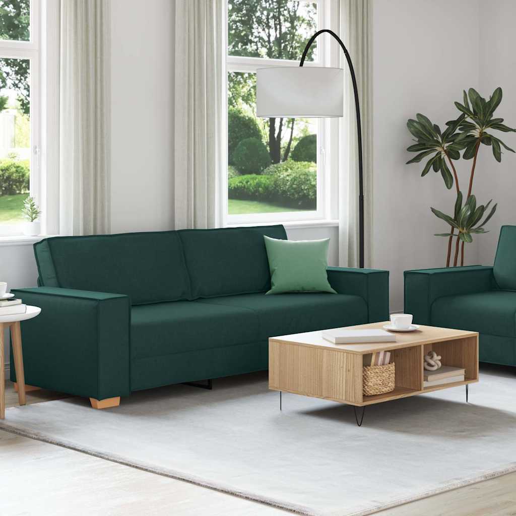 Dvodijelni set sofa s jastucima, tamnozelena tkanina
