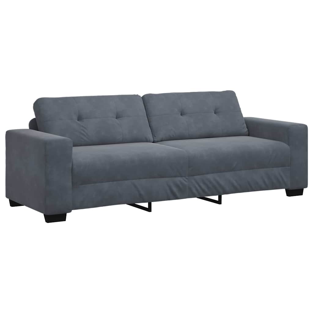 Dvodijelni set sofa s jastucima, tamno sivi baršun