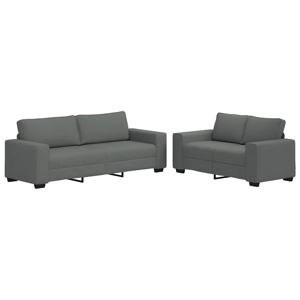 Dvodijelni set sofa s jastucima, tamno siva tkanina