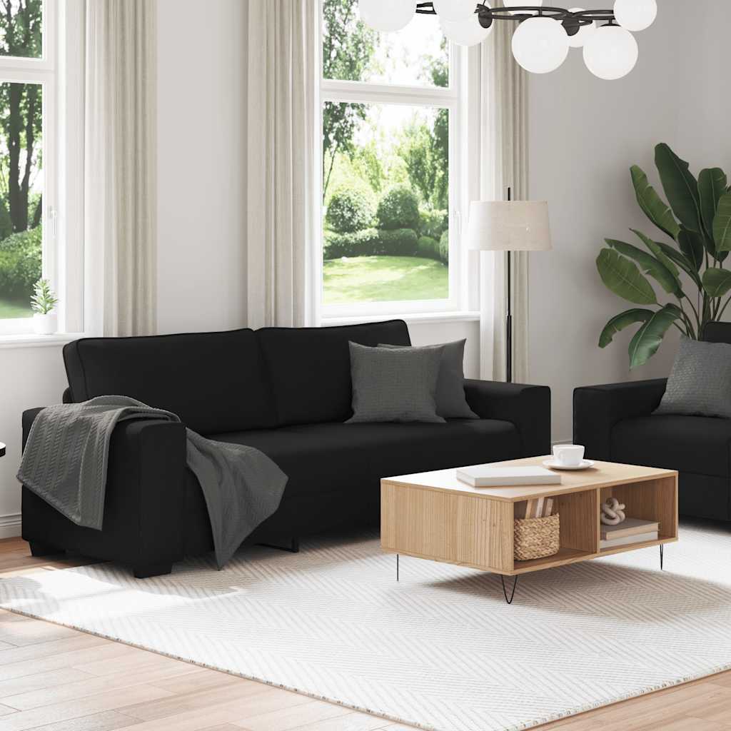 Dvodijelni set sofa s jastucima, crna tkanina