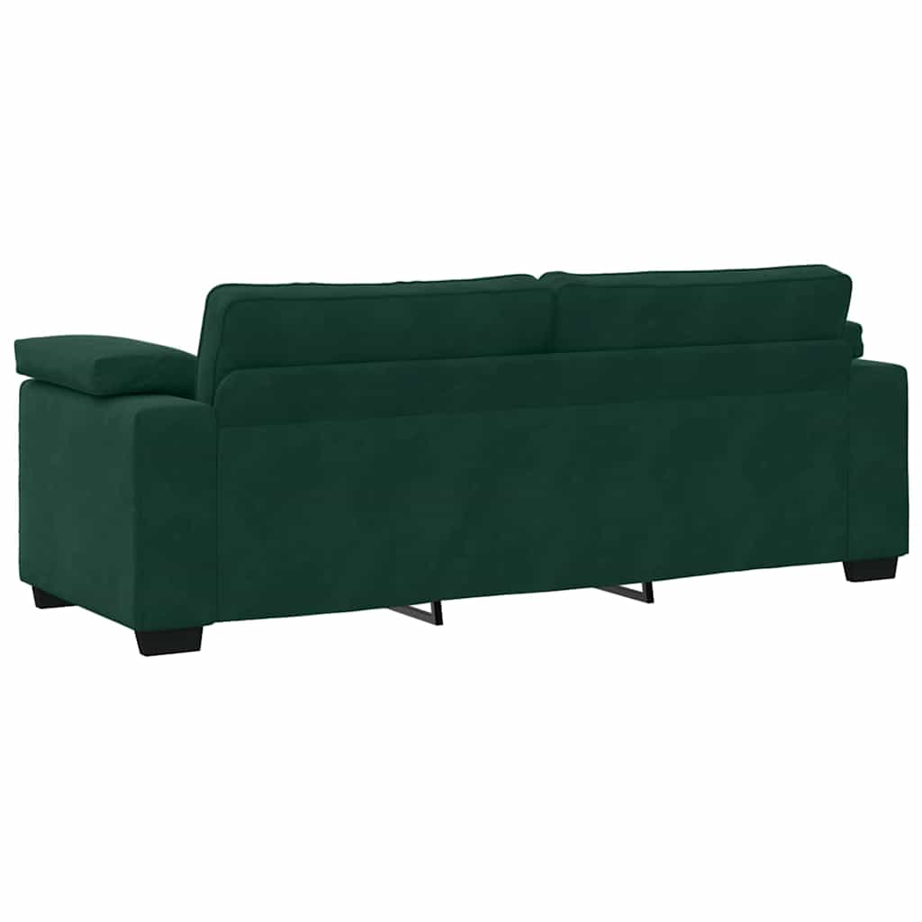 Dvodijelni set sofa s jastucima, tamnozeleni baršun