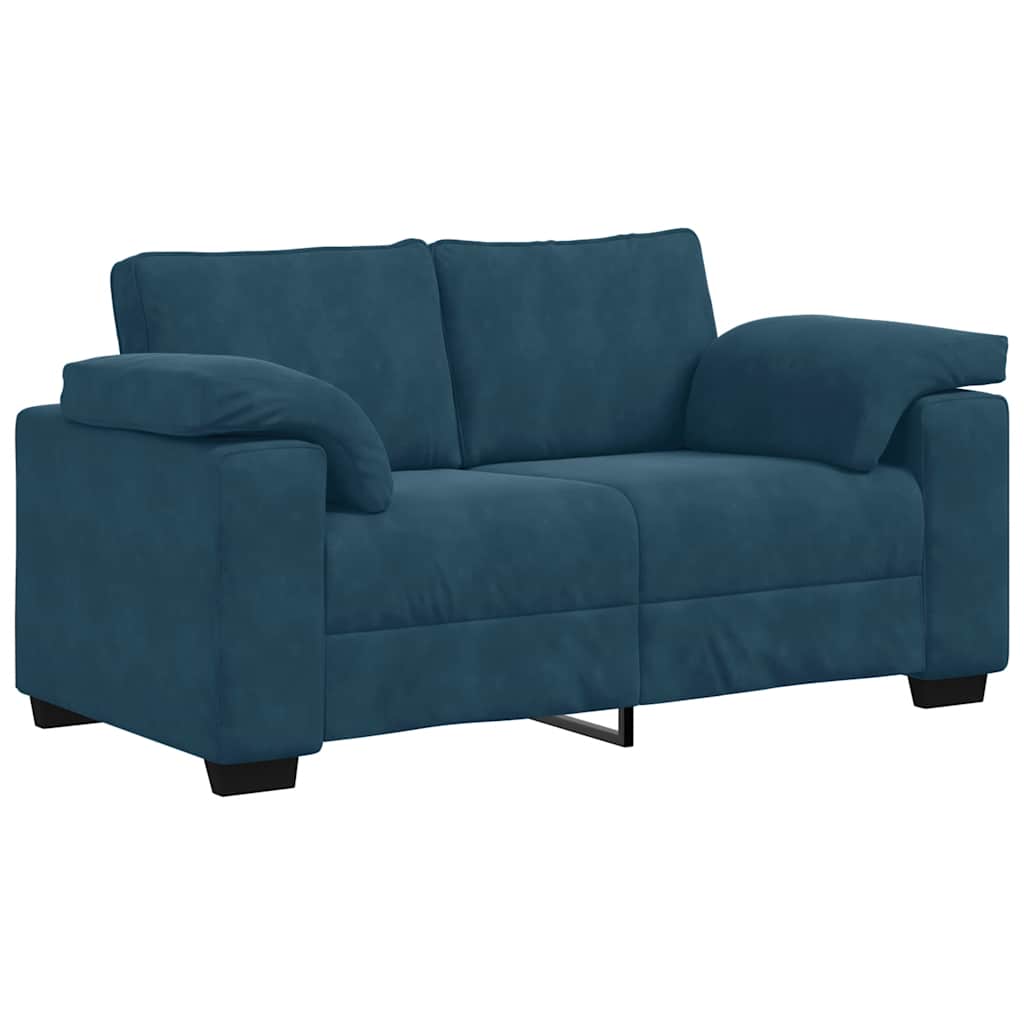 Dvodijelni set sofa s jastucima, plavi baršun