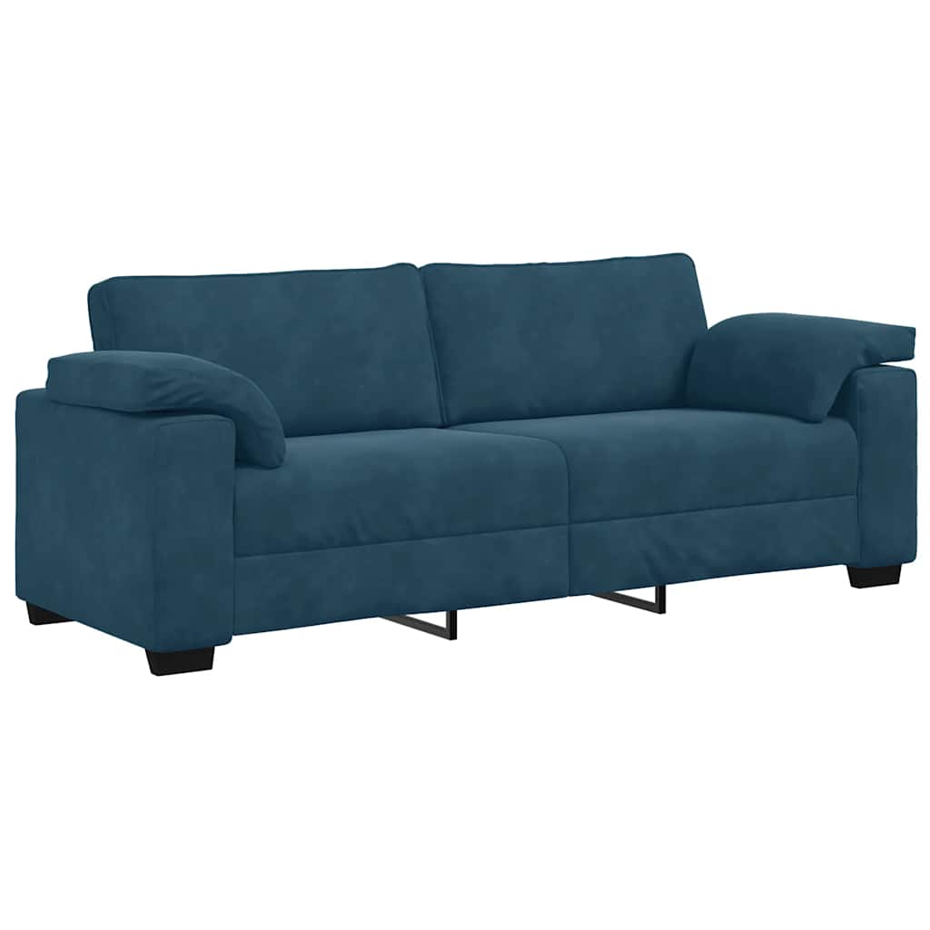 Dvodijelni set sofa s jastucima, plavi baršun
