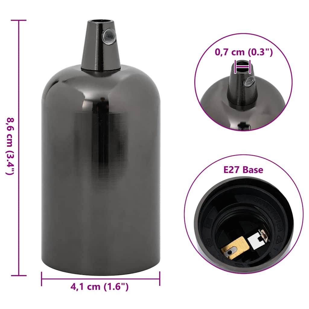 Grla za žarulje 2 kom sjajno crna E27 41 x 86 mm