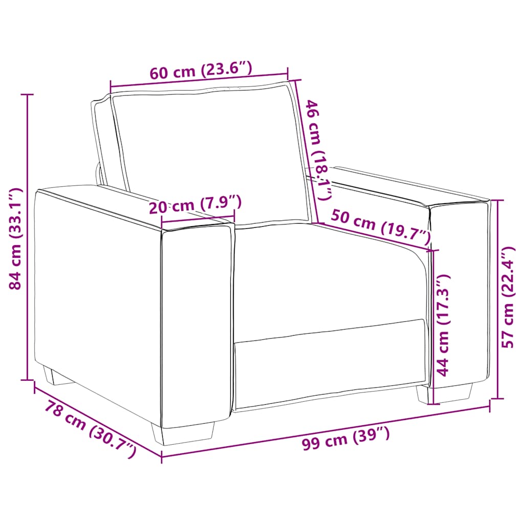 Sofa fotelja smeđa 100x78x84 cm baršun