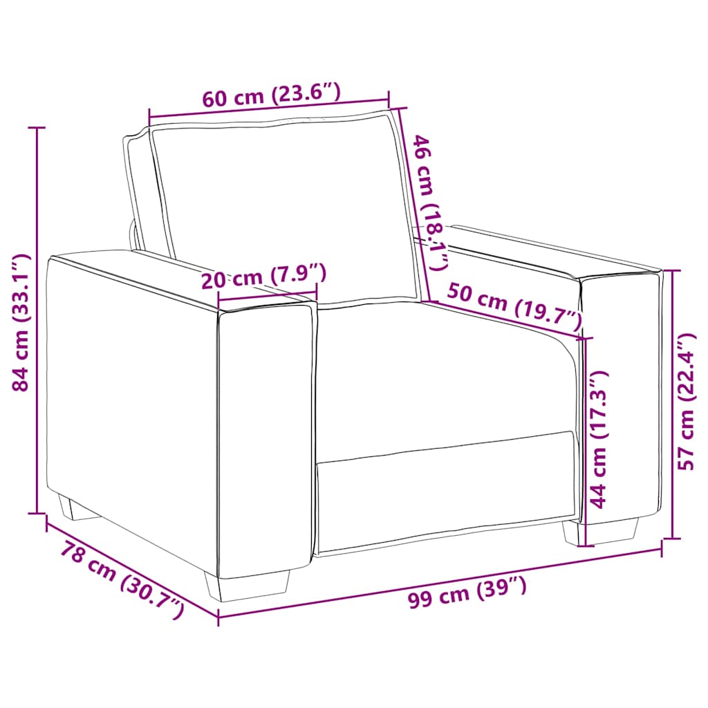 Sofa fotelja krem 100x78x84 cm baršunasta